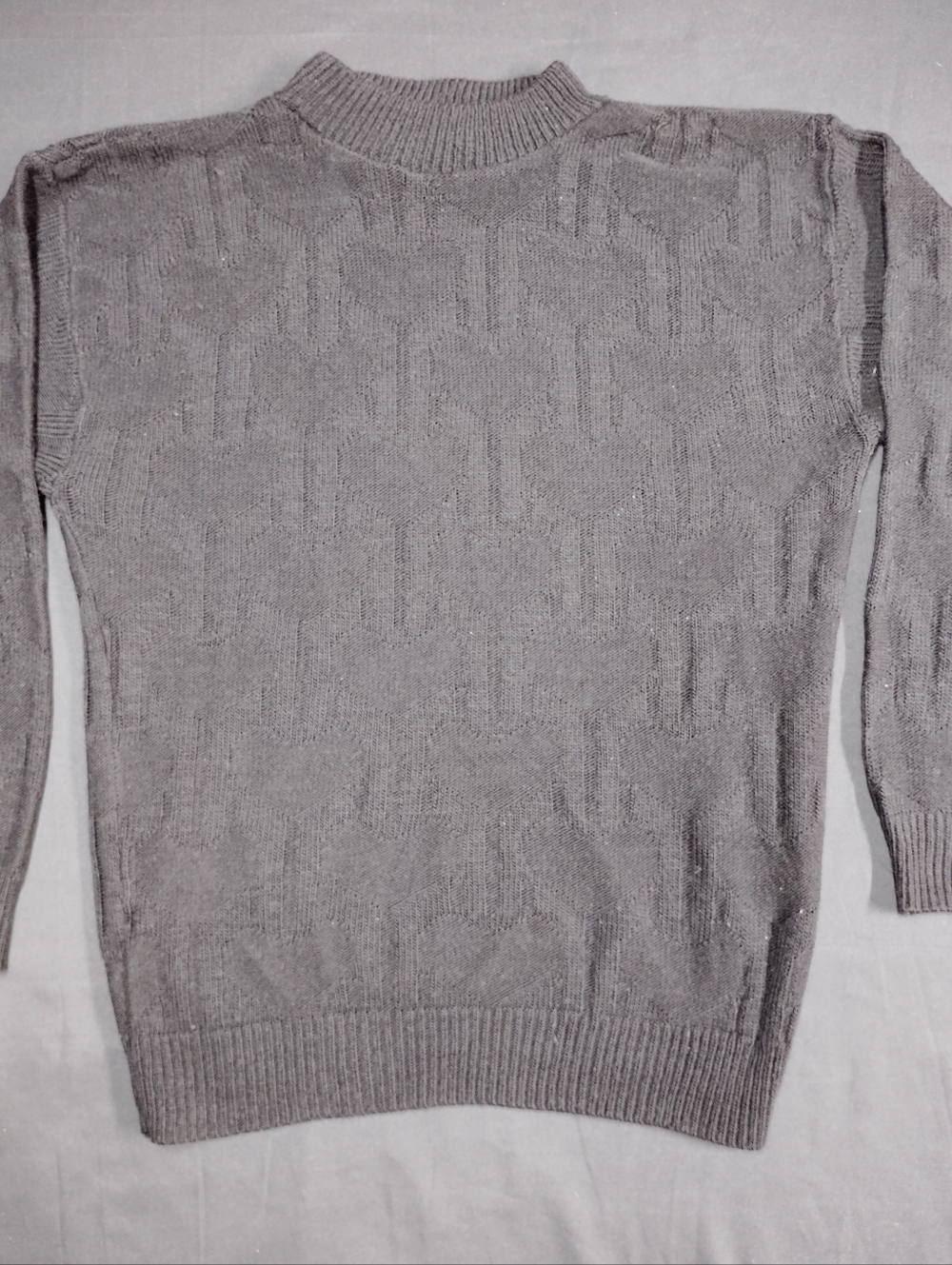 Women's Black Crewneck Sweater With Hearts Pattern